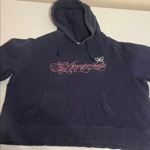 Aeropostale Dark Blue Hoodie with Pink Logo